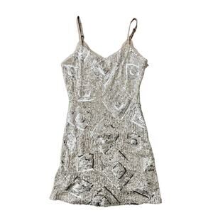 skies are blue silver sequin mini dres - size small
